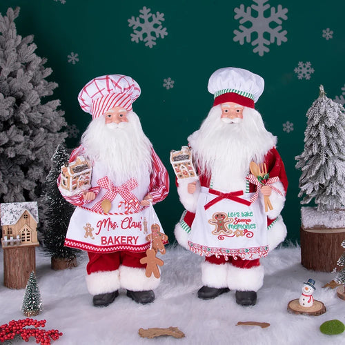 Load image into Gallery viewer, Large Size Christmas Tree Decoration Cooking Chef Santa Claus Statue Doll with Gingerbread House Christmas Tree Topper
