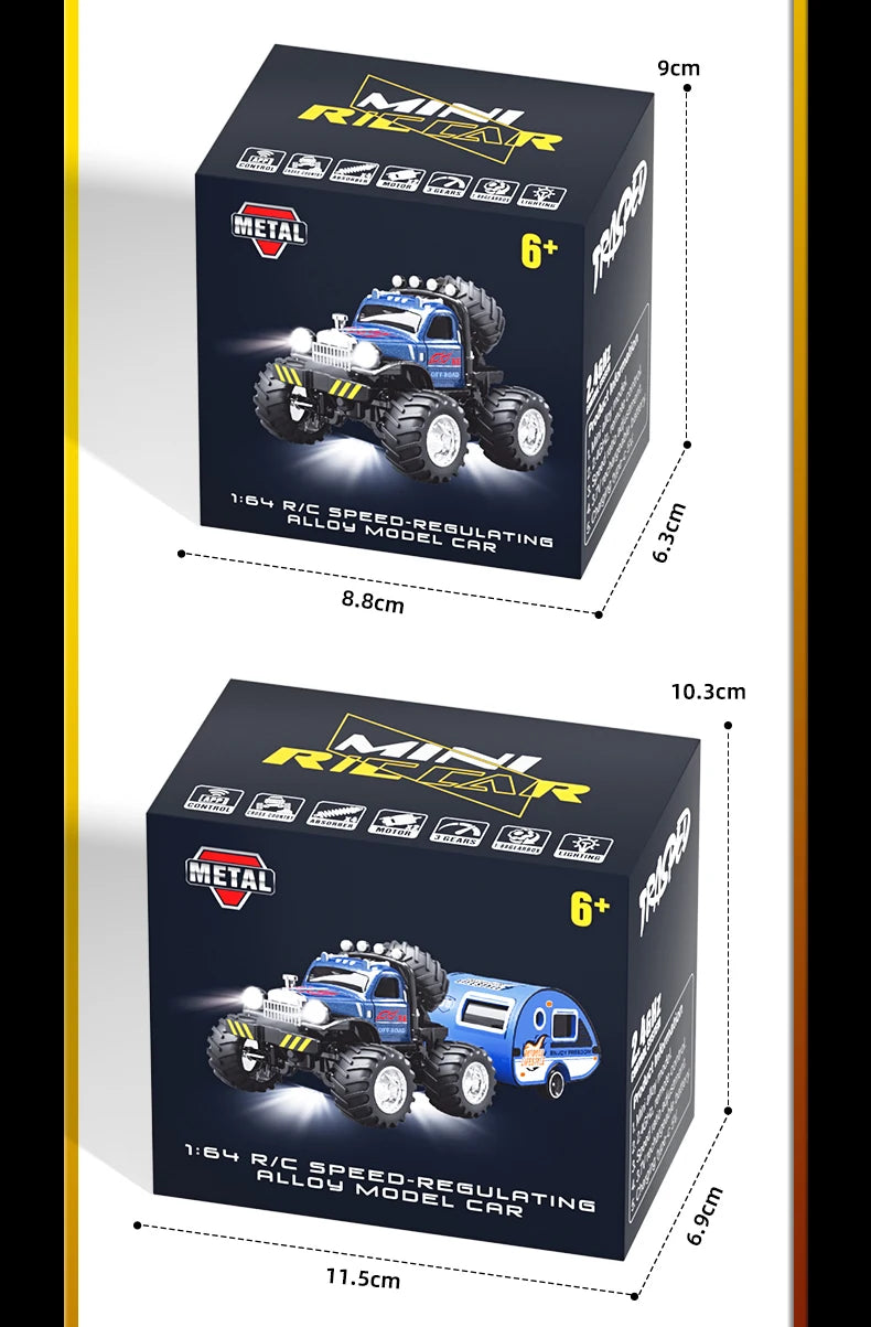 RC, New 1:64 Rc Car Mini 2.4Ghz City Road Handle High Speed Alloy All Terrain Remote Control Car Dual Control Children's Toys Gifts