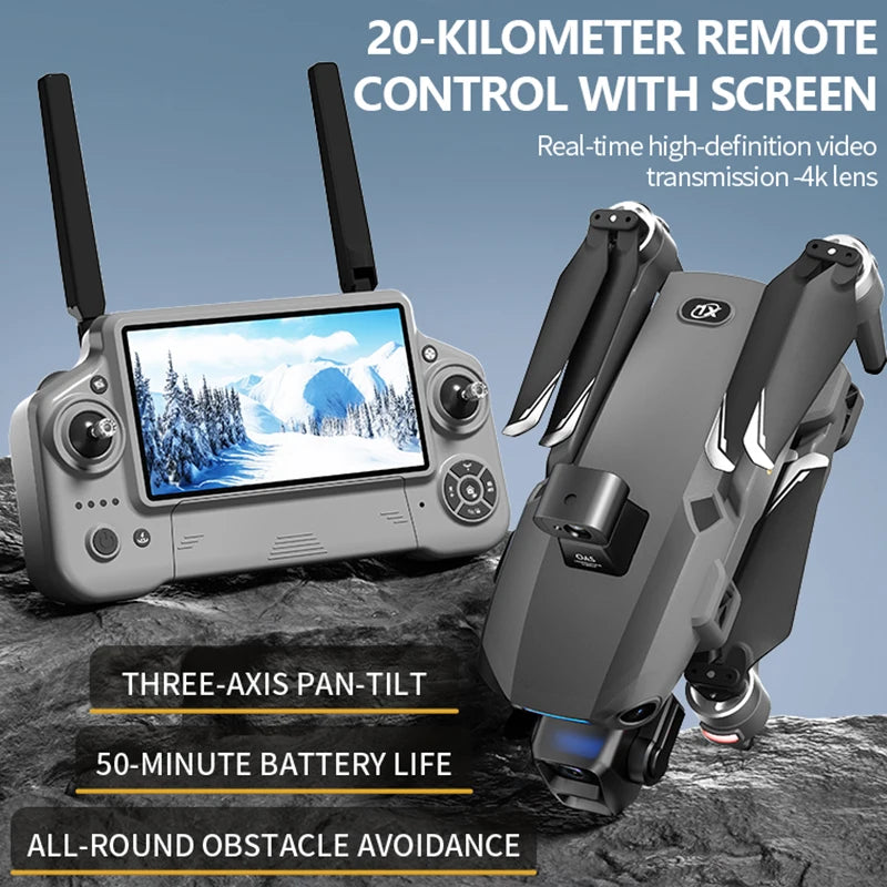 S880 Flagship Drone 8K Dual Cameras 3-Axis Gimbal 5G FPV GPS Return TouchScreen RC Obstacle Avoidance Optical Flow Hovering Dron