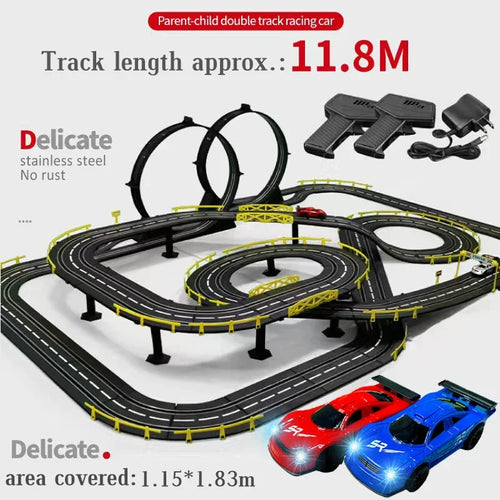 Load image into Gallery viewer, Slot car track Electric rail car 1:43 double remote control racing track toy automatic racing electric track children Christmas gift
