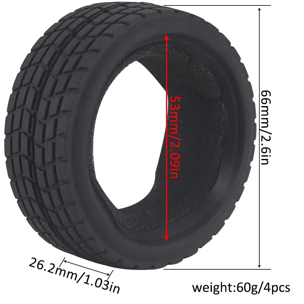 1:10 On-road Car Tires 63-68mm High Grip Rubber Tyre Hot Melt Tire Hsp 94123 Hpi Himoto Fw06 Tt01 Abrasion Resistant Racing Car