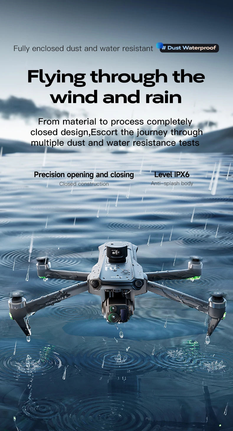2025 Wing 6 Professional 8K High-Definition Aerial Photography GPS Drone 3-Axis Mechanical Brushless Stabilization Gimbal 20km