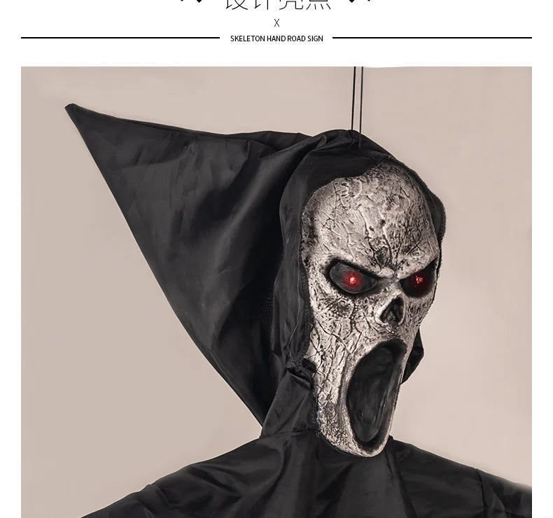 Halloween Decoration Screaming Scarecrow Ghost Voice-controlled Glowing and Sound-emitting Pendant Setting Up Props