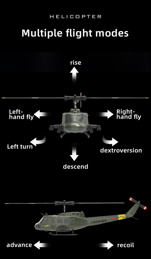Load image into Gallery viewer, C032 UH-1 brushless RTF RC Helicopter 6-axis Gyroscope One Click 3D Flip Optical flow positioning UH1 helicopter model Hobby Toy

