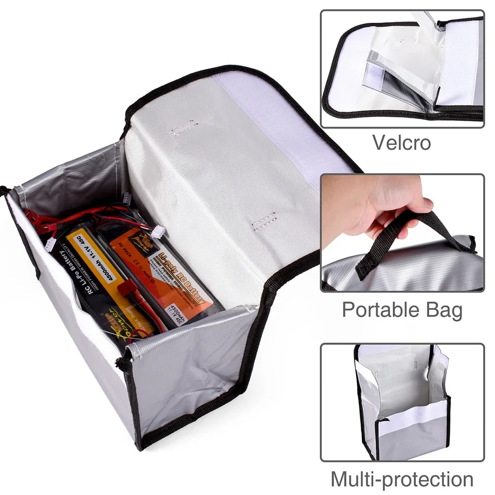 Battery Safe Bag Fireproof for RC Car Drone Batteries Travel Storage Charging Large Explosion-Proof Bags Portable