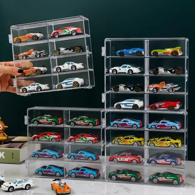 Acrylic Car 1pc Display case 1:64 For Kids holds 8 cars