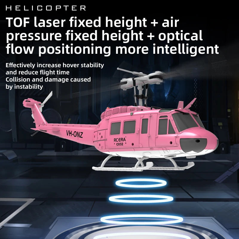C032 UH-1 brushless RTF RC Helicopter 6-axis Gyroscope One Click 3D Flip Optical flow positioning UH1 helicopter model Hobby Toy