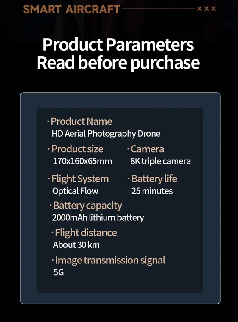 M5 Drone Professional 8K Wide-Angle HD Triple Camera WiFi FPV Height Hold RC Drone Aircraft Quadrotor Adult Children's Toys Gift