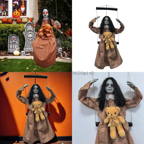 Load image into Gallery viewer, Scary Halloween Decorations Sound Activated Swinging Ghostly Doll with Light Up Eye for Garden Yard Indoor and Outdoor B03D
