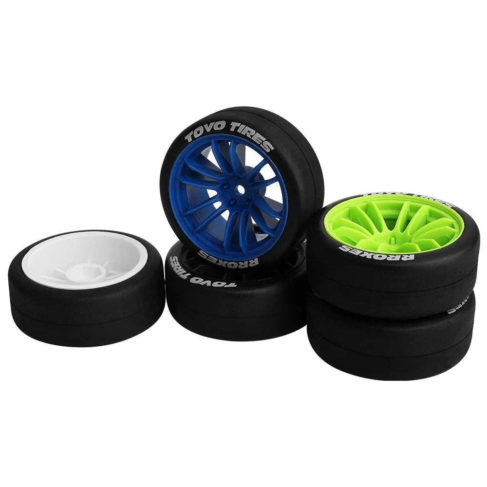 4pcs 1/10 65mm Hard Drift Tire Tyre Wheel for Tamiya TT01 TT02 XV01 PTG-2 Kyosho HPI HSP RC Drift Car On Road Touring Racing Car