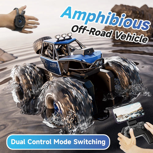 Load image into Gallery viewer, Amphibious Rock rocker Crawler RC Car with Camera, 4WD, 50min Runtime, IPX7 Waterproof, Gesture &amp; APP Control, Off-Road Drift
