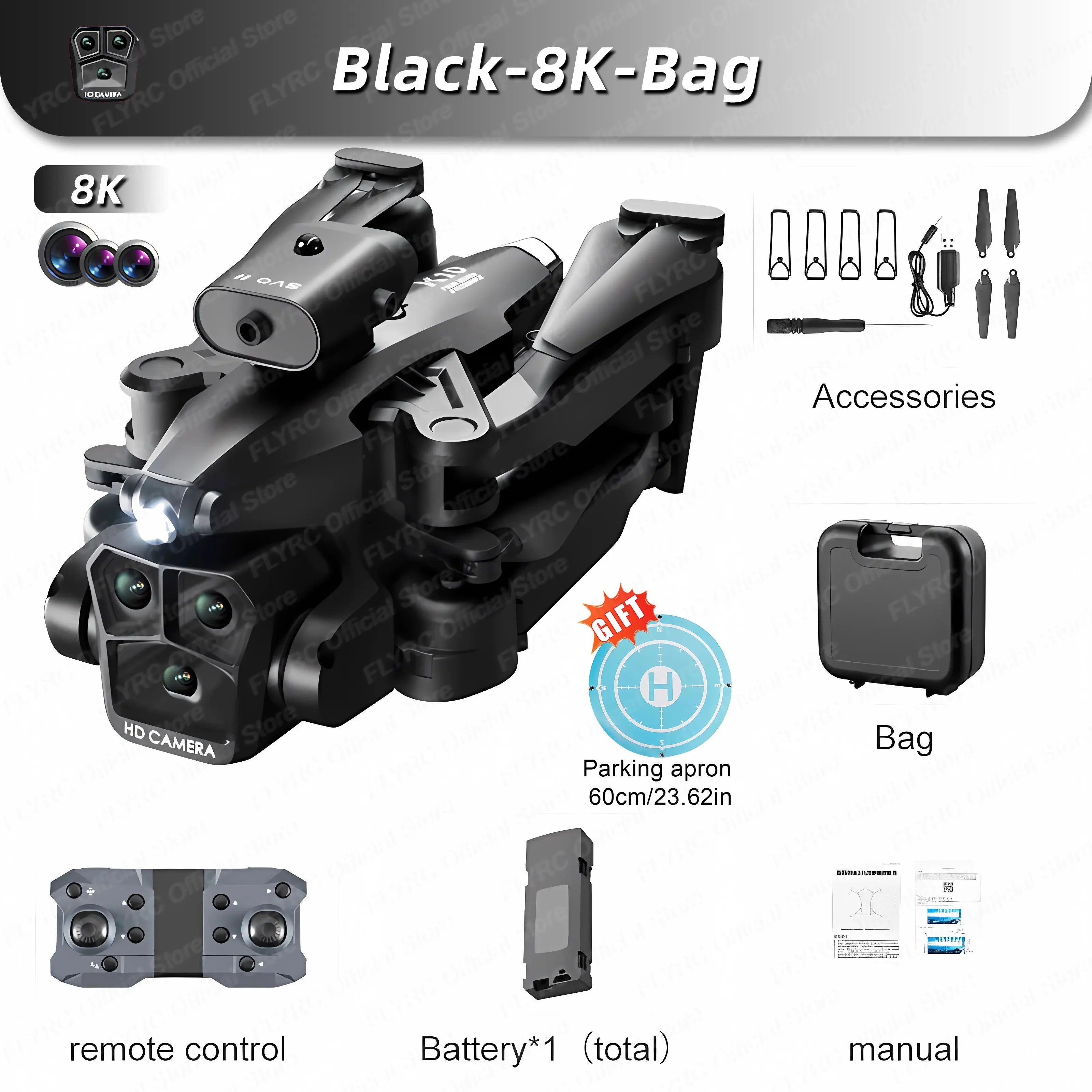 New K10Max Mini Drone 4K Professinal Three Camera Wide Angle Optical Flow Localization Four-way Obstacle Avoidance RC Quadcopter