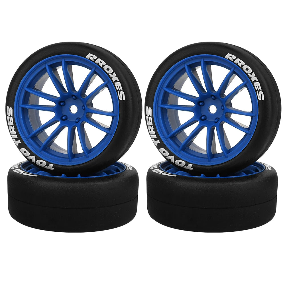 4pcs 1/10 65mm Hard Drift Tire Tyre Wheel for Tamiya TT01 TT02 XV01 PTG-2 Kyosho HPI HSP RC Drift Car On Road Touring Racing Car
