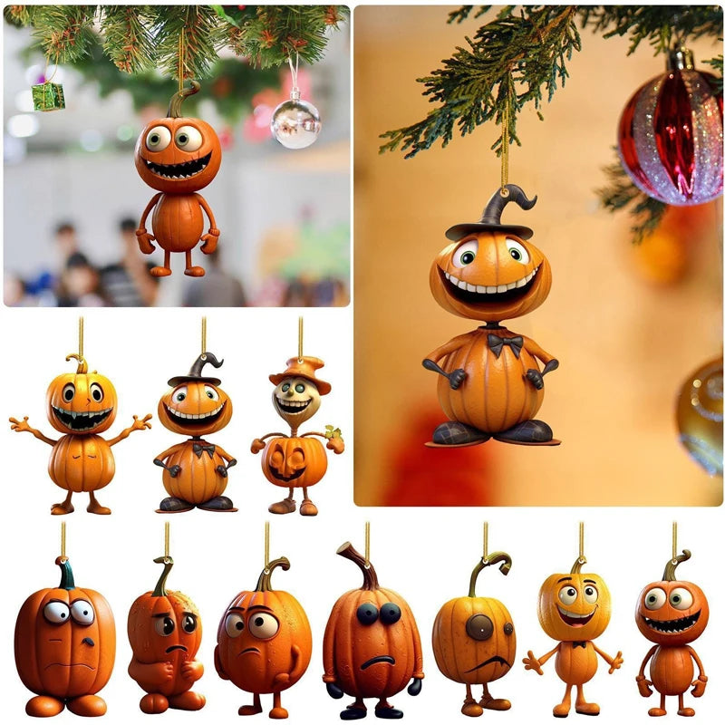 10Pcs Halloween Ornament Car Pumpkin Tree Pendant Home Party Hanging Pendents Decorations 2024 Mexico Day of the Dead Suppliers