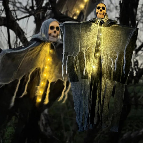 Load image into Gallery viewer, 1pcs Halloween Glowing Skull Skeleton Gauze Hanging Ghost Home Outdoor Garden Decoration Halloween Party Horror Ghost Props 2025
