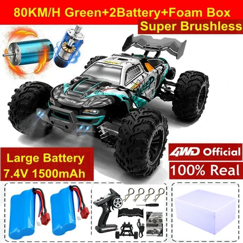 Load image into Gallery viewer, 1:16 80km/h Brushless RC Drift Car With LED Lights 4WD Electric High Speed Racing Remote Control Monster Truck for Kids Adults
