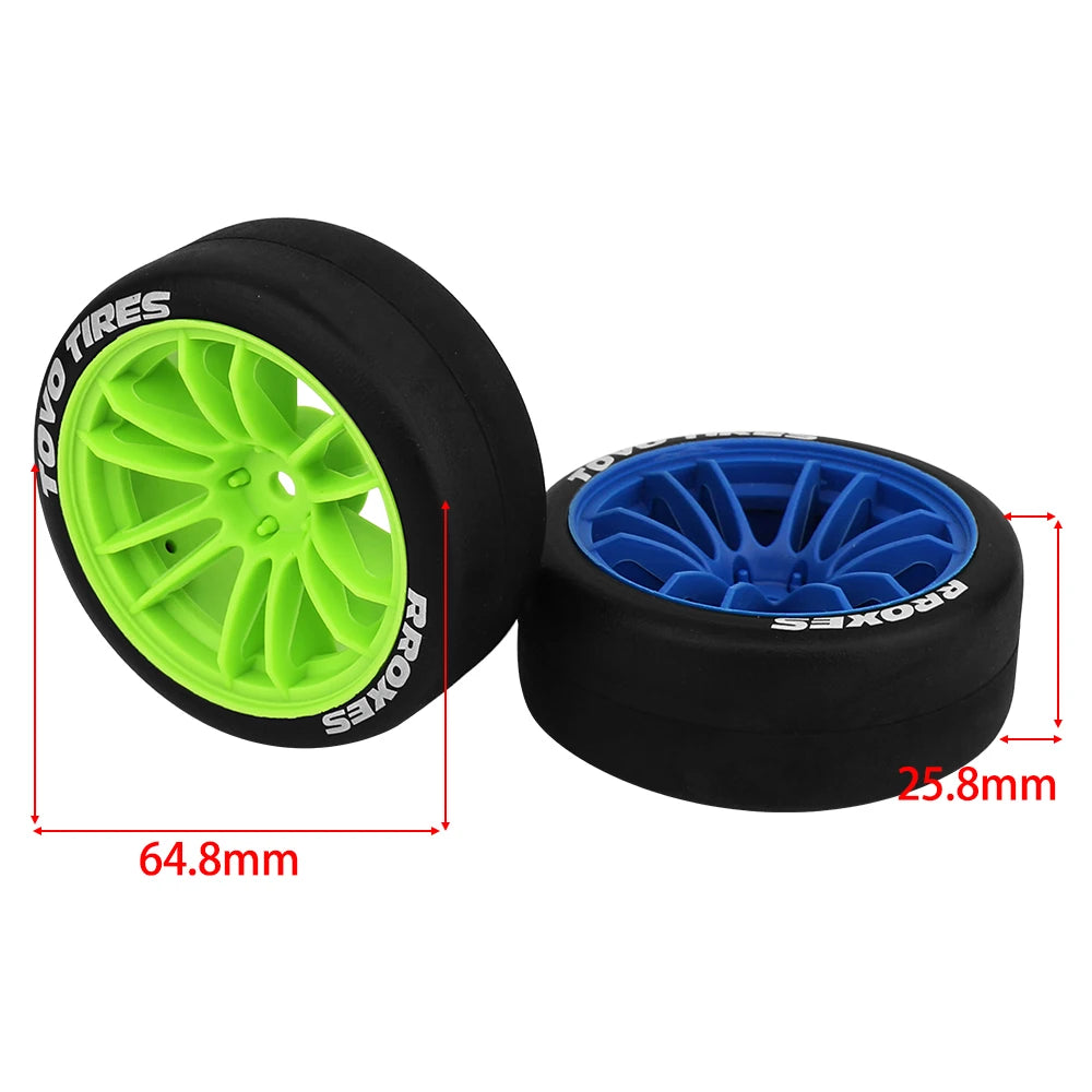 4pcs 1/10 65mm Hard Drift Tire Tyre Wheel for Tamiya TT01 TT02 XV01 PTG-2 Kyosho HPI HSP RC Drift Car On Road Touring Racing Car