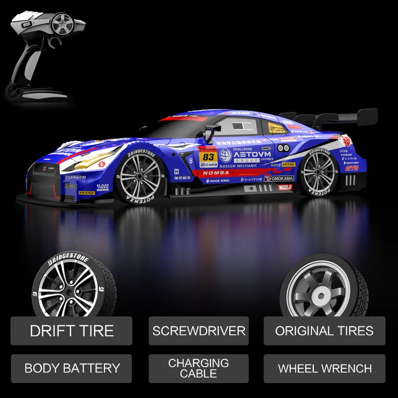 Rc Car 4WD Drift Racing 2.4G Dual Motors 40km/H 40 Minutes Long Battery Life 1:16 GTR Remote Control Car Outdoor Racing Car Toys