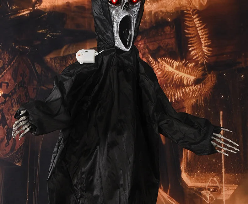 Halloween Decoration Screaming Scarecrow Ghost Voice-controlled Glowing and Sound-emitting Pendant Setting Up Props