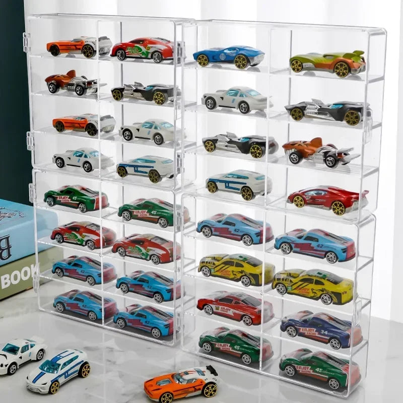 Acrylic Car 1pc Display case 1:64 For Kids holds 8 cars