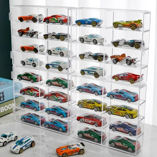 Load image into Gallery viewer, Acrylic Car 1pc Display case 1:64 For Kids holds 8 cars
