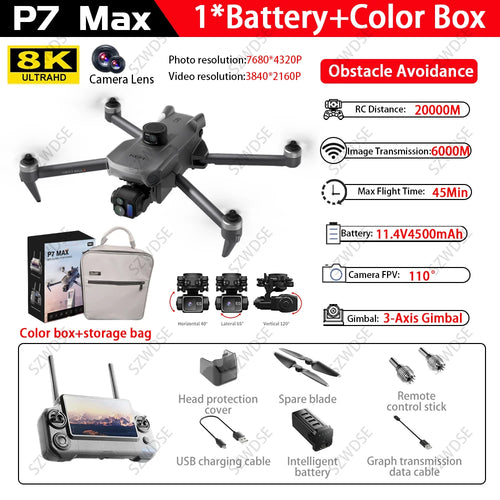 Load image into Gallery viewer, P7 MAX High-end Professional GPS Drone 8K With Screen Remote Control 20km Digital Image Transmission Brushless RC Quadcopter Toy
