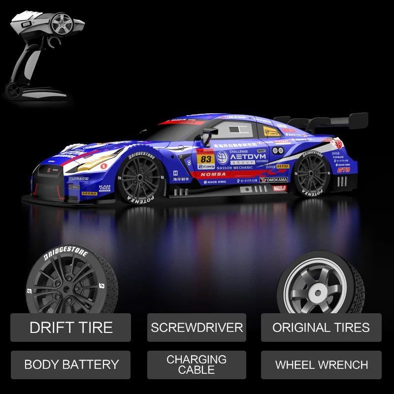 Rc Car 4WD Drift Racing 2.4G Dual Motors 40km/H 40 Minutes Long Battery Life 1:16 GTR Remote Control Car Outdoor Racing Car Toys