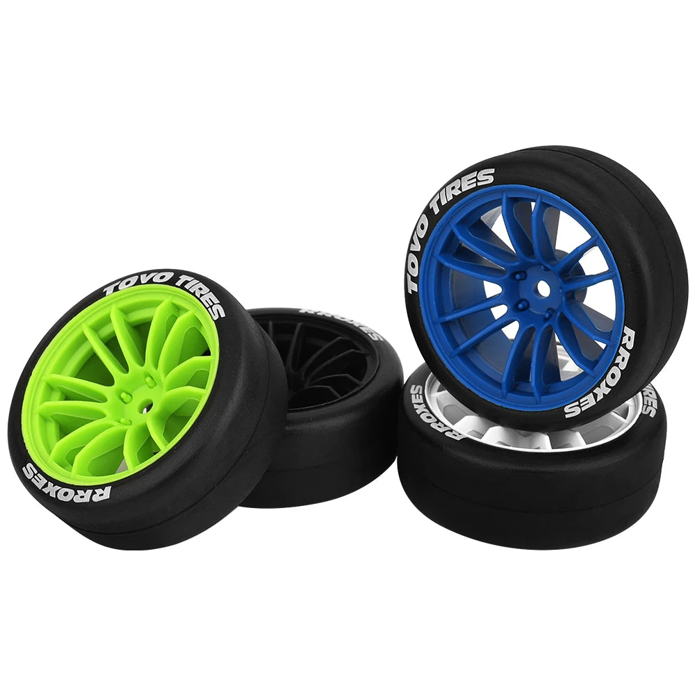 4pcs 1/10 65mm Hard Drift Tire Tyre Wheel for Tamiya TT01 TT02 XV01 PTG-2 Kyosho HPI HSP RC Drift Car On Road Touring Racing Car
