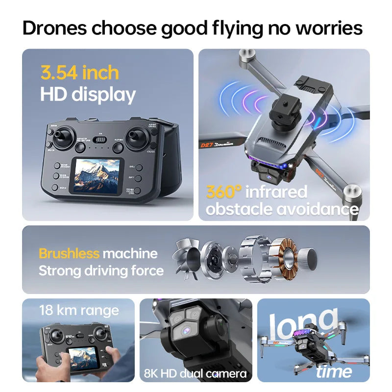D27 upgraded version with screen LCD RC drone GPS professional aerial photography long endurance intelligent aircraf