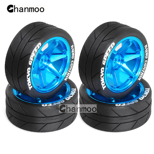 Load image into Gallery viewer, 1/10 RC Racing Wheels Tires Metal Wheel Rims Hub12mm Hex for 1:10 RC On Road Car Tamiya TT01 TT02 XV01 XV02 PTG-2 HSP HPI Kyosho
