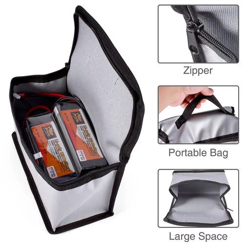 Load image into Gallery viewer, Battery Safe Bag Fireproof for RC Car Drone Batteries Travel Storage Charging Large Explosion-Proof Bags Portable
