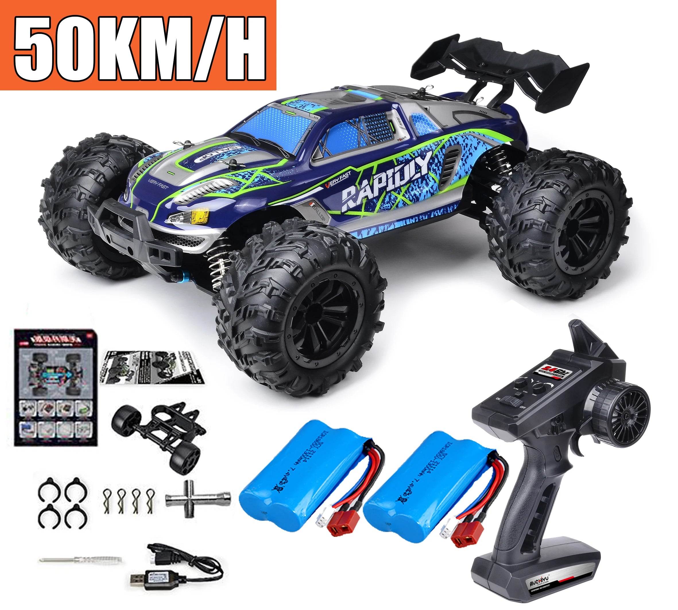 Rc Car Off Road 4x4 High Speed 75KM/H Remote Control Car With LED Headlight Brushless 4WD 1/16 Monster Truck Toys For Boys Gift