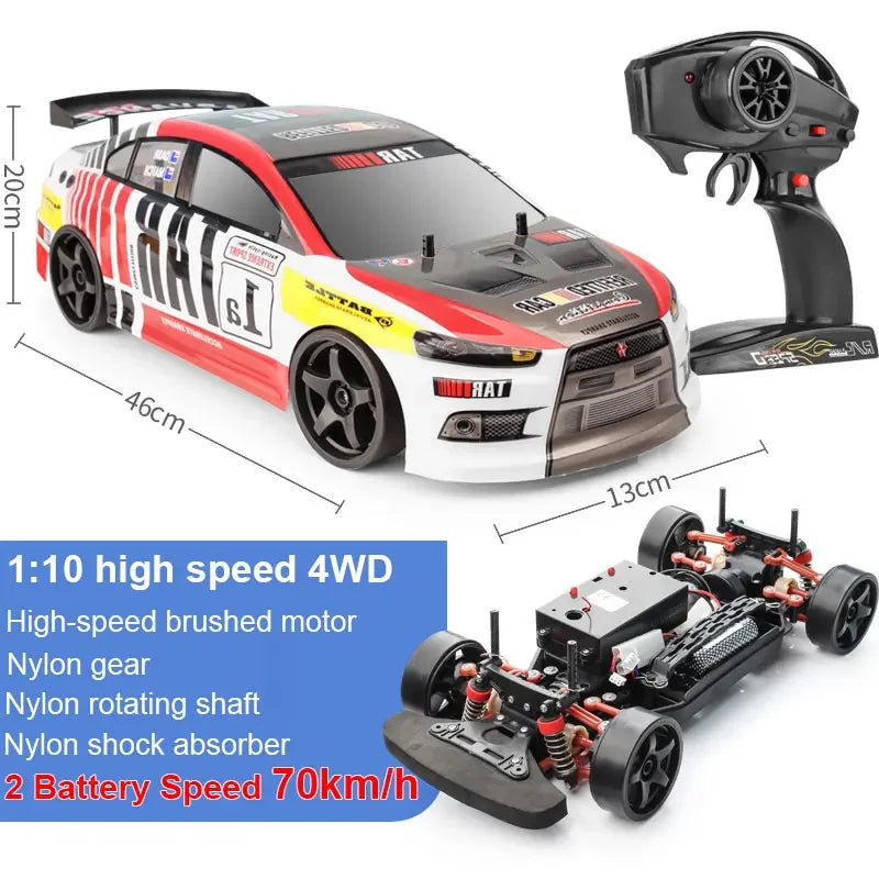 1:10 70km/h High-speed Drift Remote Control Car 2.4G 4WD Rc Off-road Vehicle Dual-speed Rc Car Children's Christmas Gift