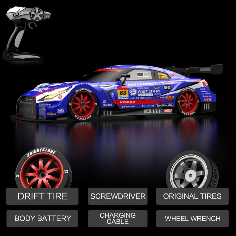 Rc Car 4WD Drift Racing 2.4G Dual Motors 40km/H 40 Minutes Long Battery Life 1:16 GTR Remote Control Car Outdoor Racing Car Toys