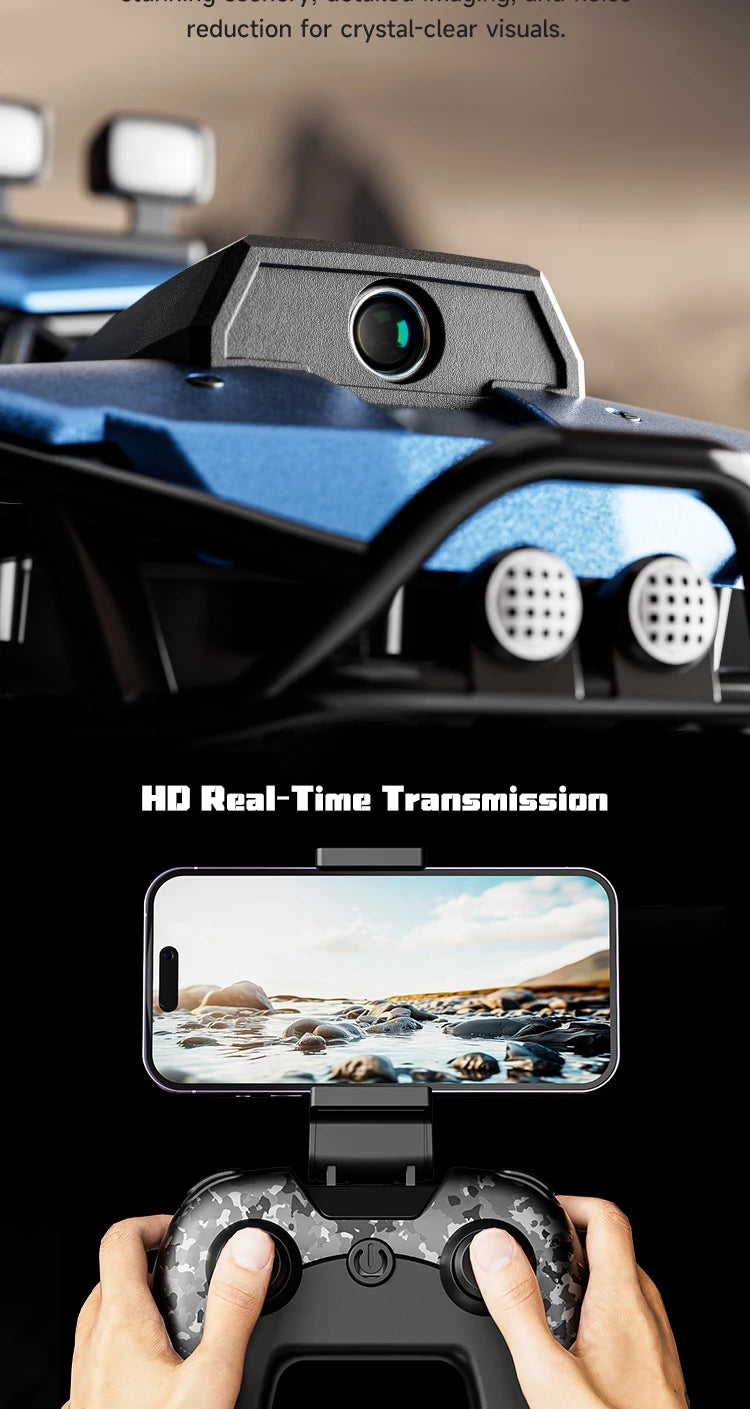 Amphibious Rock rocker Crawler RC Car with Camera, 4WD, 50min Runtime, IPX7 Waterproof, Gesture & APP Control, Off-Road Drift