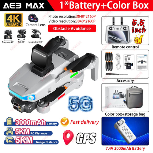 Load image into Gallery viewer, 2025 New AE3 PRO Max+ GPS Drone 8K Dual Camera With Screen 5G Wifi FPV 3-Axis Gimbal Obstacle Avoidance Quadcopter RC Dron Toy
