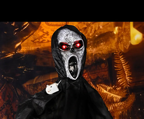 Load image into Gallery viewer, Halloween Decoration Screaming Scarecrow Ghost Voice-controlled Glowing and Sound-emitting Pendant Setting Up Props
