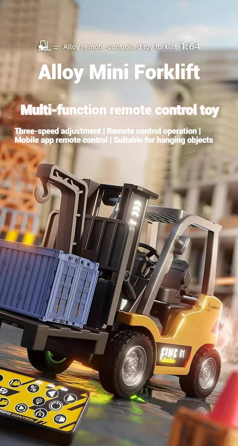 1/64mini RC Cars Mobile Bluetooth remote control dual model Three speed adjustable alloy engineering vehicle toy kid RC car gift