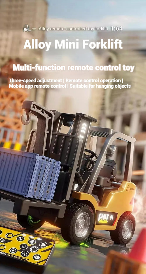 Load image into Gallery viewer, 1/64mini RC Cars Mobile Bluetooth remote control dual model Three speed adjustable alloy engineering vehicle toy kid RC car gift
