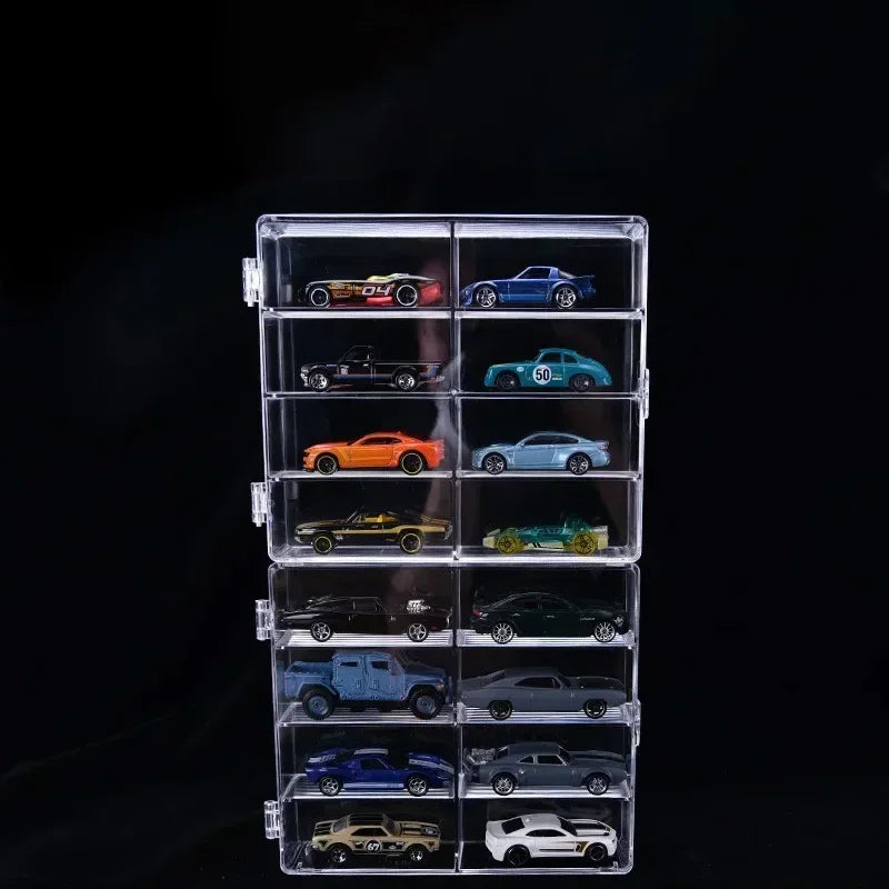 Acrylic Car 1pc Display case 1:64 For Kids holds 8 cars