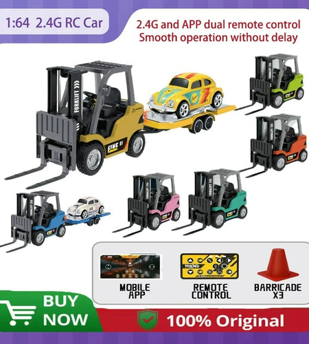 1/64mini RC Cars Mobile Bluetooth remote control dual model Three speed adjustable alloy engineering vehicle toy kid RC car gift