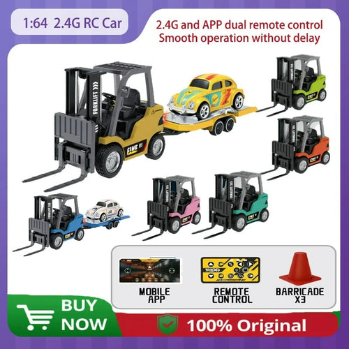 Load image into Gallery viewer, 1/64mini RC Cars Mobile Bluetooth remote control dual model Three speed adjustable alloy engineering vehicle toy kid RC car gift
