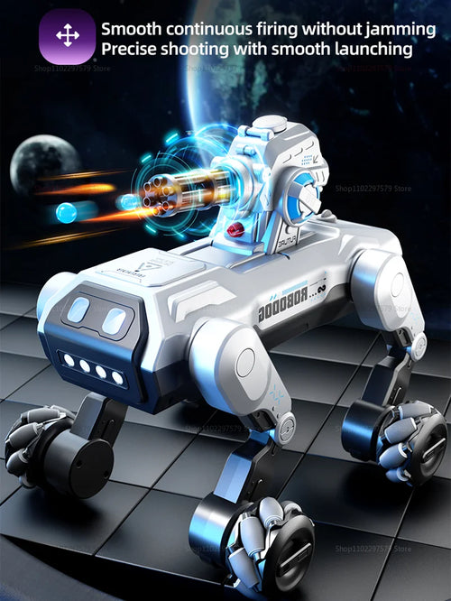 Load image into Gallery viewer, 2025 New 2.4G Remote Control Robot Dog with Singing Dancing Follow Mode 360° Rotating launching Cannon Puppy Toys Gifts For Kid
