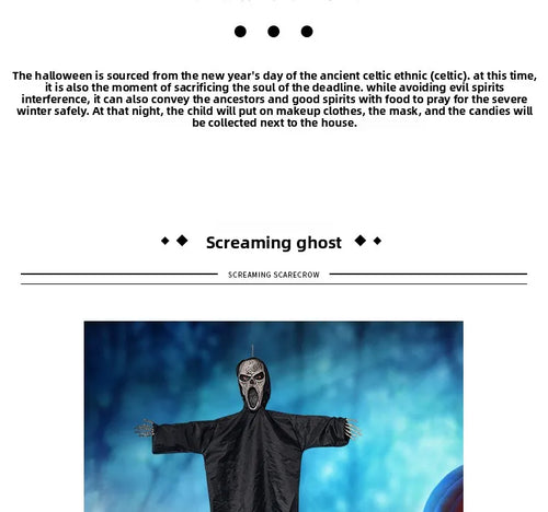Load image into Gallery viewer, Halloween Decoration Screaming Scarecrow Ghost Voice-controlled Glowing and Sound-emitting Pendant Setting Up Props
