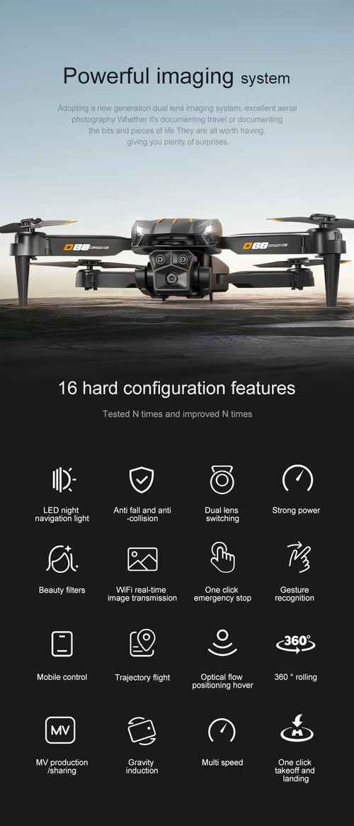 Load image into Gallery viewer, Xiaomi D88 Drone HD 8K Dual Camera Professional Aerial Photography Optical Flow Hovering Gesture Shooting Folding Quadcopter ﻿
