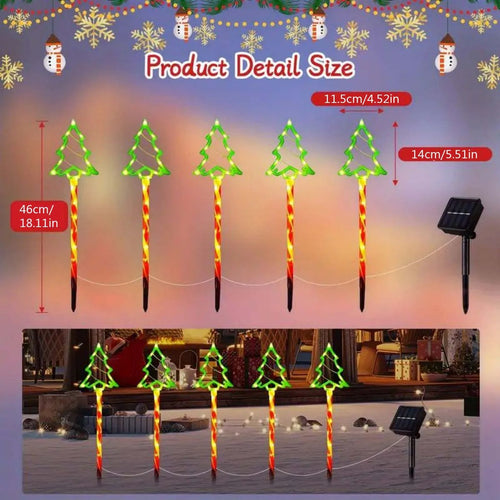 Load image into Gallery viewer, 5pc/set solar candy Christmas tree ground installation decorative lights outdoor garden lawn LED lights courtyard lights
