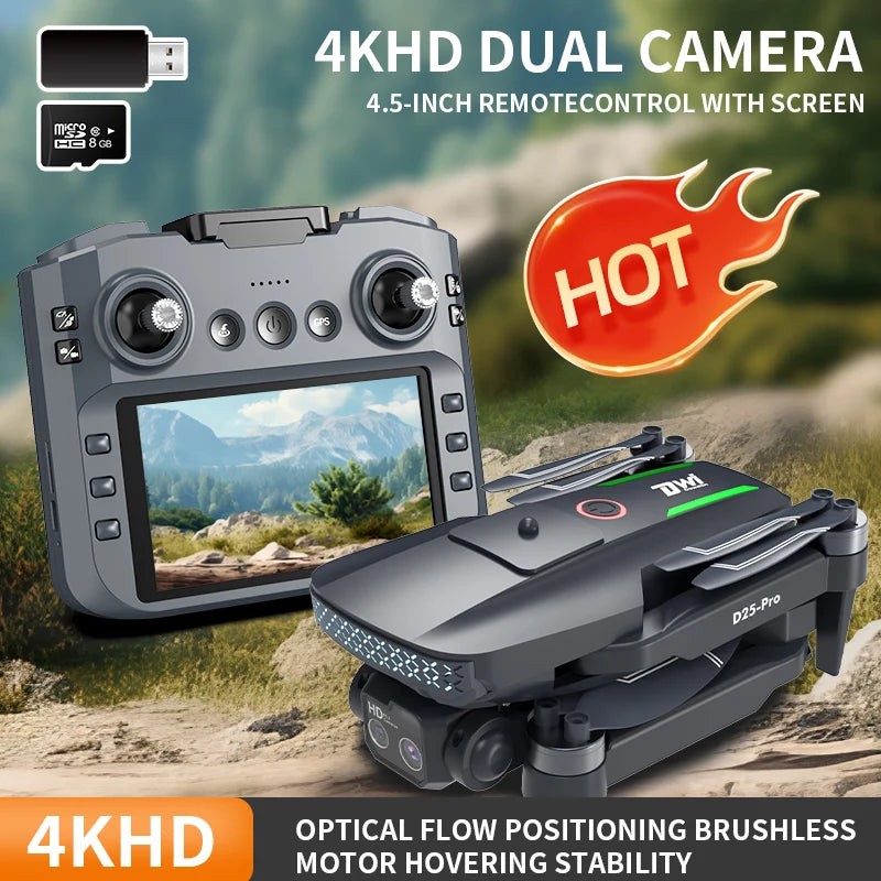 DWI  New with Screen Remote Control D25-PRO MAX GPS Drone 5G WIFI 8k HD Professional Camera FPV Drones RC Quadcopter Helicopter