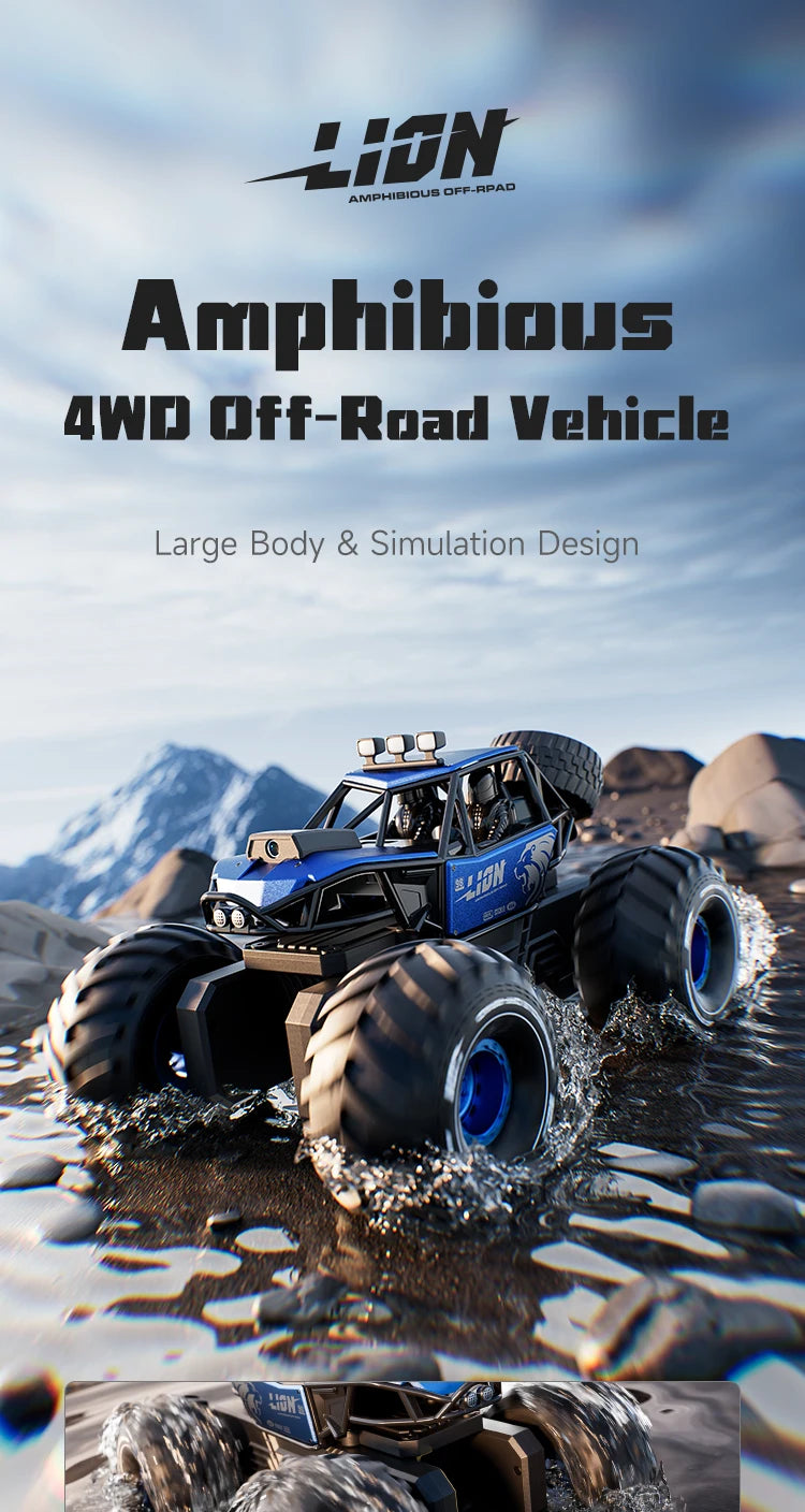 Amphibious Rock rocker Crawler RC Car with Camera, 4WD, 50min Runtime, IPX7 Waterproof, Gesture & APP Control, Off-Road Drift