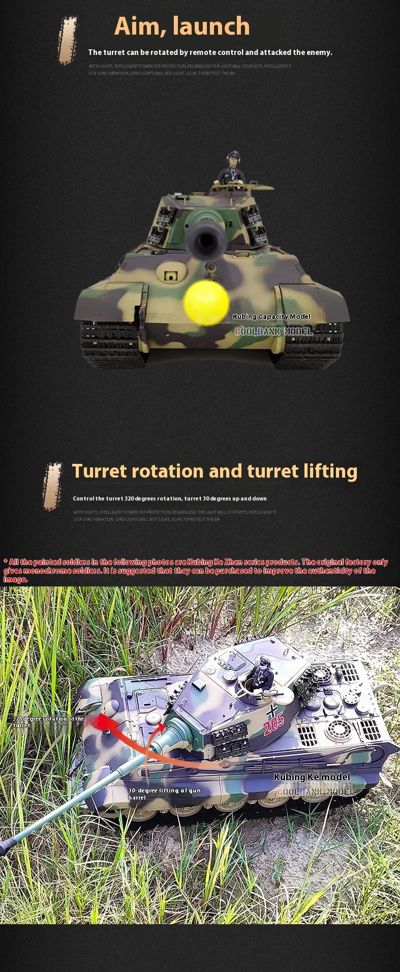 Henglong German Tiger King Remote-Controlled Tank 1/16 Metal Toy Car Professional Electric Tracked Off-Road Military Tank Model