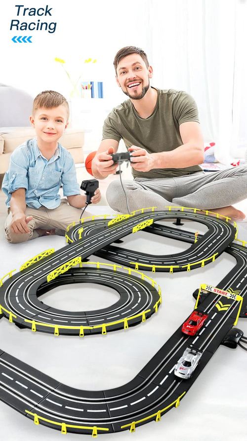 Load image into Gallery viewer, Slot car track Electric rail car 1:43 double remote control racing track toy automatic racing electric track children Christmas gift
